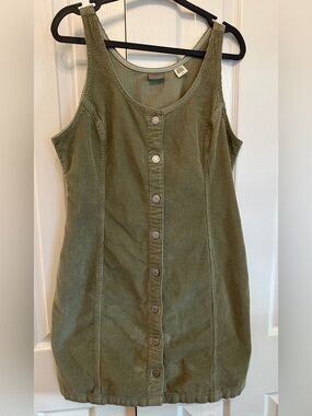 Levi's Tuli Corduroy Mini Dress Olive Green Ermine 90s Style L EUC